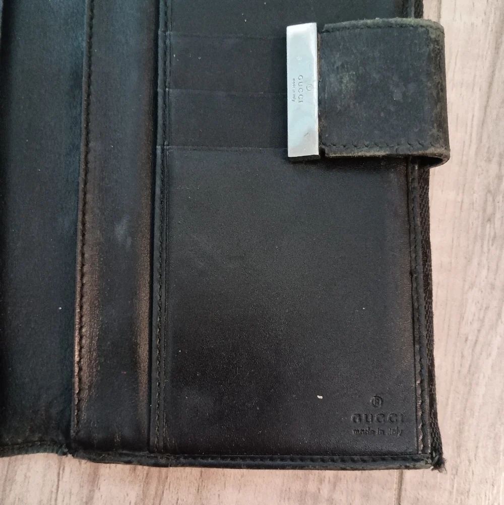 Authentic Gucci Denim Black GG Supreme Long Wallet